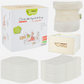 Kit lingettes lavables bébé avec carrés en coton, sac de rangement et boîte en bois, idéal pour un mode de vie zéro déchet.