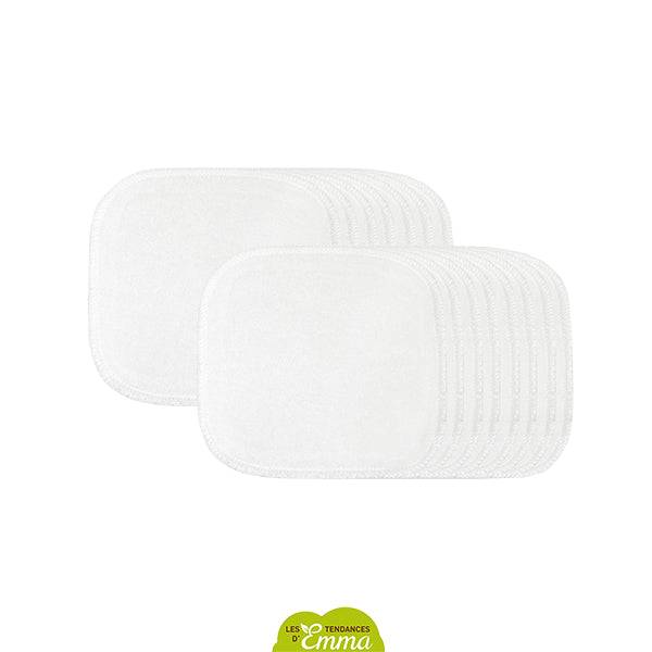 Lot de cotons lavables blancs du Kit Eco Belle, réutilisables et adaptés pour un démaquillage durable.