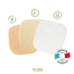 Trois cotons lavables en matières variées avec labels écoresponsables et mention Fabriqué en France. Test coton lavable gratuit.