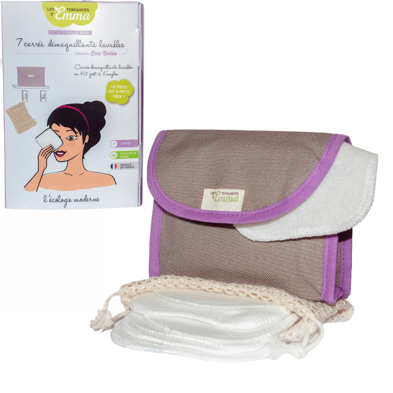 7 Cotons lavables avec sa pochette voyage : Kit Eco Belle Mini